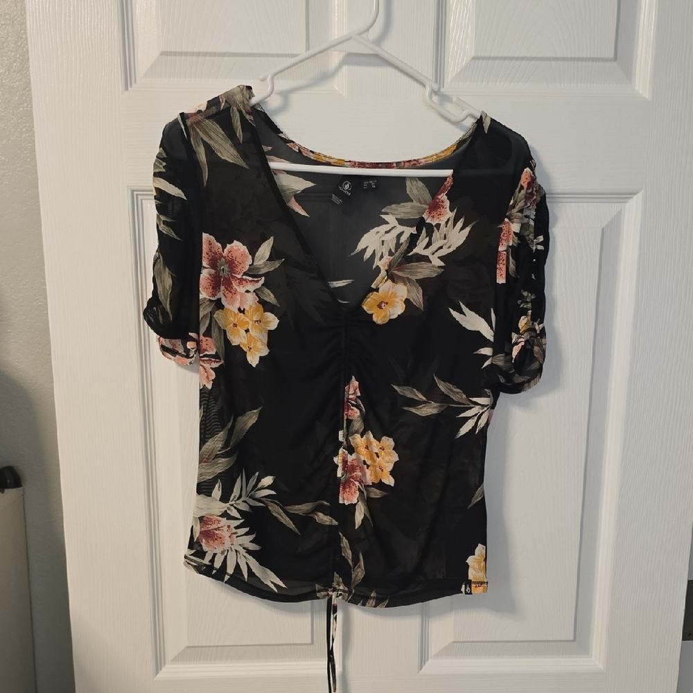 Volcom Black Floral Blouse